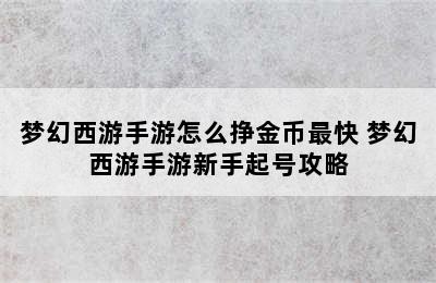 梦幻西游手游怎么挣金币最快 梦幻西游手游新手起号攻略